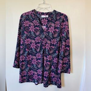 Kim Rogers Women's Floral Paisley Blouse - Pink and Blue